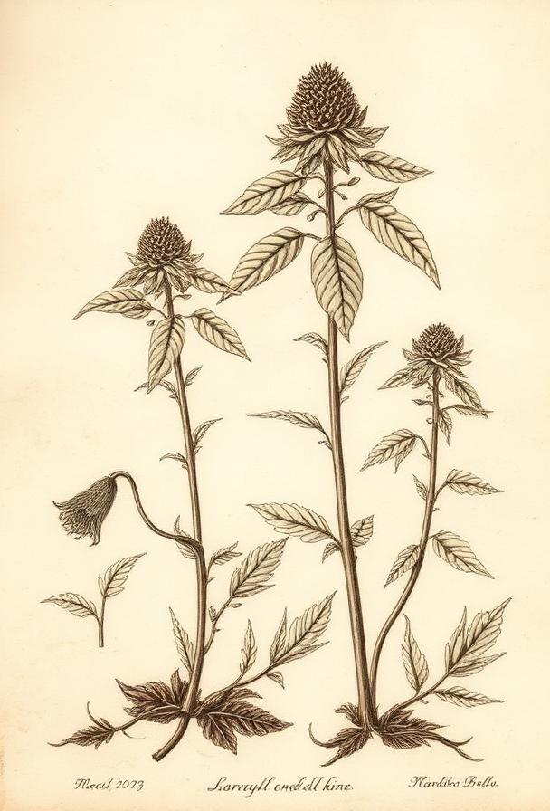 Suit of Herbs — Detailed botanical illustration of moly and mandrake plants on parchment